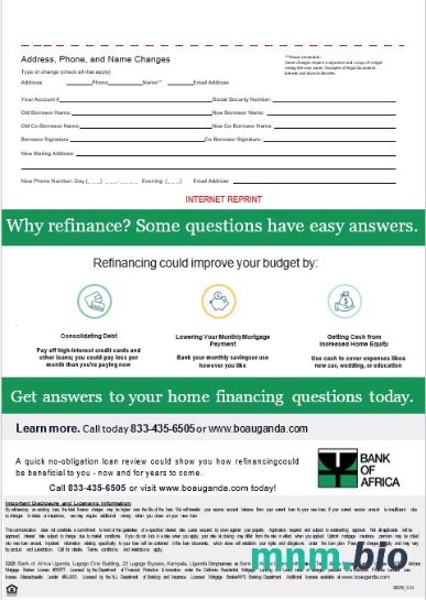 Uganda Bank of Africa wyciąg z kredytu hipotecznego w formatach Word i PDF, 3 strony 3